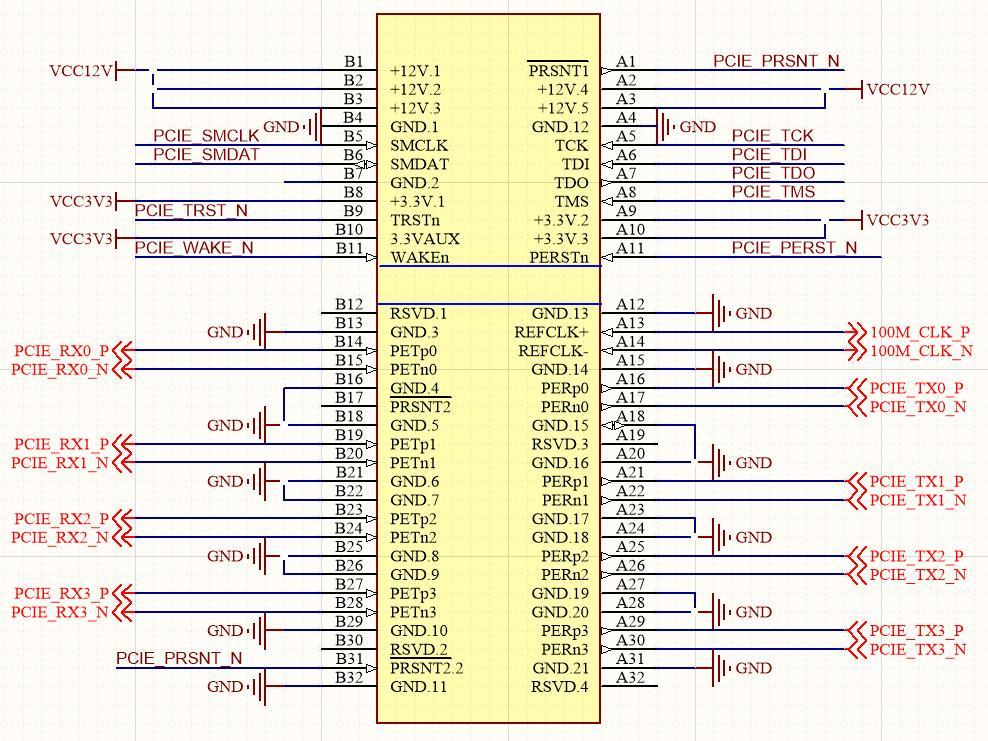 PCIe 接口引脚电路图